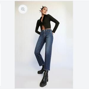 Daily Blue By AG Nidra Slim Barrel Leg Jeans High Rise Dark Legacy Wash 30 NEW
